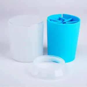 Kapsička na čištění tlapek pro psy a kočky - silikonový čisticí pohár (modrý, střední velikost)