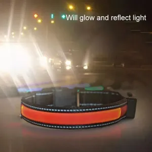 Obojek pro střední a velké psy, solární + USB nabíjení, LED světlo, obvod krku: S, 35-40 cm (oranžový)