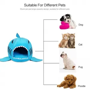 Teplý pelíšek pro psy a kočky - Indoor Pet Dog Puppy Cat Warm House Sharks M (50x50x48 cm, modrý)