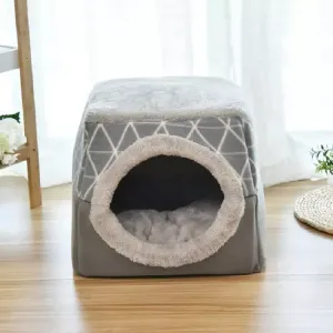 Uzavřený kočičí pelíšek pro čtyři roční období, vel.XL (Šedý)