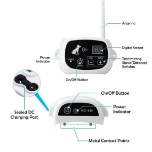 KD-661 Bezdrátový Elektronický Plot pro Psy, Šokový Hlava pro Dva Psy (UK Plug)