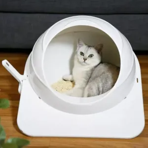 Velká uzavřená toaleta pro kočky – Cat Litter Box (Bílá)