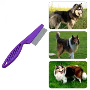 5 PCS Údržba pro Kočky a Psy: Hřebeny na Odstranění Klíšťat z Nerezové Oceli (14 cm, Fialové)