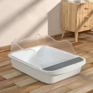 Semi-zavřený kočičí záchod s ušima a deodorací - malý, náhodná barva