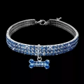 Bling Rhinestone Obojek pro Psy s Krystaly - Velikost L (Modrý)
