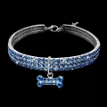 Bling Rhinestone Obojek pro Psy s Krystaly - Velikost L (Modrý)