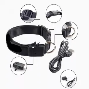 Obojek pro psy s LED osvětlením a kostkovaným vzorem, nabíjecí, velikost S (oranžový)