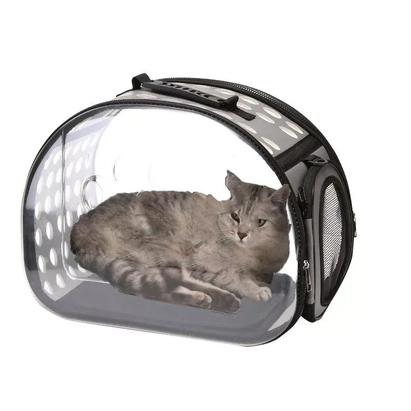 Průhledný batoh pro domácí zvířata Pet Space Capsule, malý (šedý)