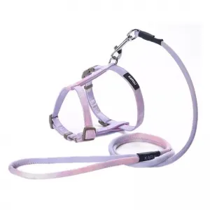 KAFULI Pet Adjustable I-Shape Hrudní Popruh a Vodítko - Velikost M (Gradientová Fialová)