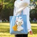 Pet Out Bag Crossbody Tote pro kočky a malé psy - Rozšiřitelná taška, vel. L (Modrý podklad s bílým králíkem)