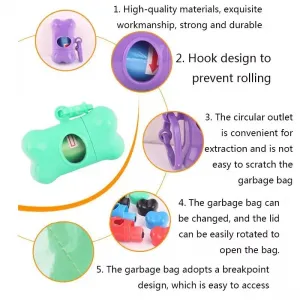 10 PCS BG-W085 Pet Bone Typ Odpadkový Box a Čističový Nástroj pro Zvířata, Náhodná Barva