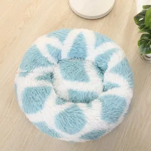 Dlouhosrstý Kulatý Pelíšek pro Zvířata, 60cm (Modrý)