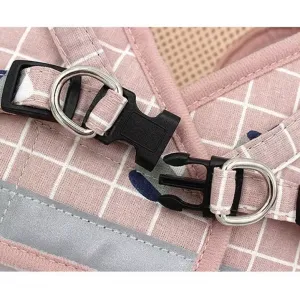 Reflexní a prodyšná vesta s vodítkem pro psy, velikost L (šedá kostka)