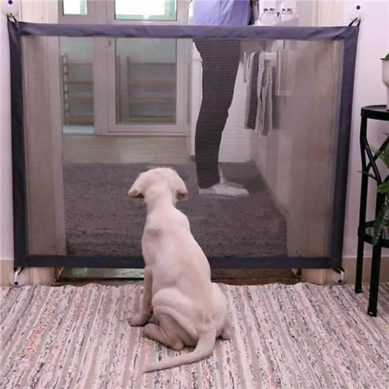 Skládací bezpečnostní dveře pro psy a kočky, 110cm x 72cm (černé)