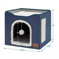 Pet Stool Pet Kennel Indoor Foldable Storage Stool pro kočky a psy 41 x 41 x 35cm (Tmavě šedý)