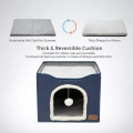 Pet Stool Pet Kennel Indoor Foldable Storage Stool pro kočky a psy 41 x 41 x 35cm (Tmavě šedý)