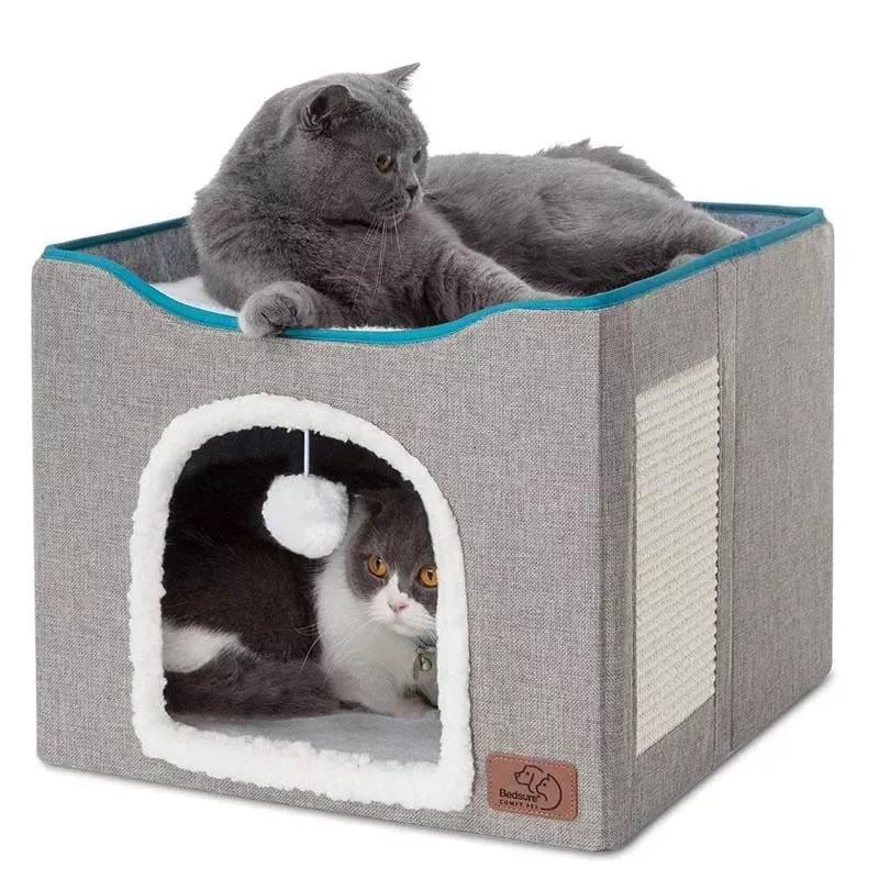 Pet Stool Pet Kennel Indoor Foldable Storage Stool pro kočky a psy 41 x 41 x 35cm (Tmavě šedý)