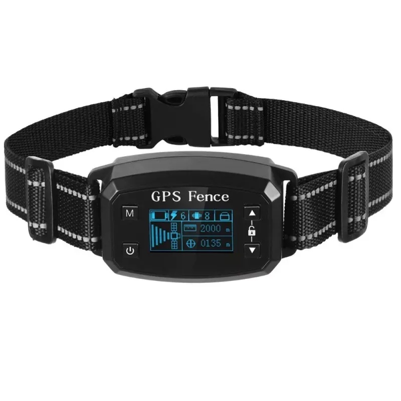 Inteligentní elektrický obojek pro psy s GPS a OLED displejem (černý)