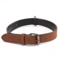 JINMAOHOU Dvojvrstvý kožený obojek pro psy, velikost S 39x2.2cm (hnědý)