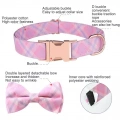 Obojek pro domácí zvířata s odnímatelnou mašlí v růžovém zlatě, velikost S 1,5x28-40cm (modrý hadí květ)