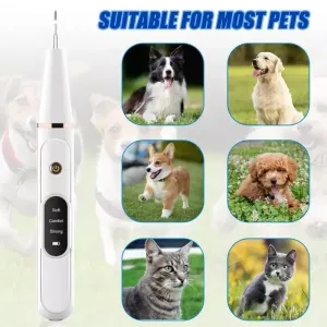 Pet Ultrasonic Teeth Cleaner – Sada na čištění zubů pro psy s dárkovou krabičkou a zrcadlem (Bílé)