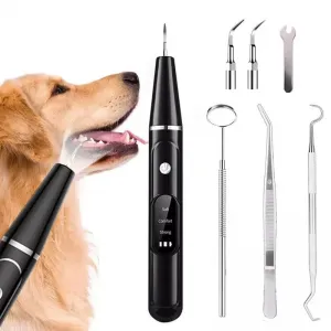 Pet Ultrasonic Teeth Cleaner – Sada na čištění zubů pro psy s dárkovou krabičkou a zrcadlem (Bílé)
