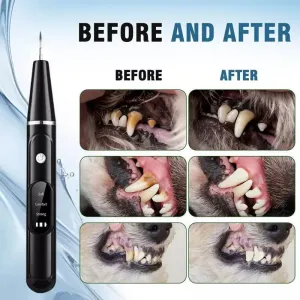 Pet Ultrasonic Teeth Cleaner – Sada na čištění zubů pro psy s dárkovou krabičkou a zrcadlem (Bílé)