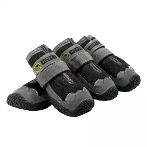 HCPET Psí Boty 4 PCS - Prodyšné a Ochranné (Šedé, Velikost č. 5, 6 cm)