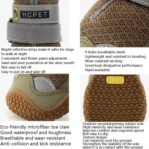 HCPET Psí Boty 4 PCS - Prodyšné a Ochranné (Šedé, Velikost č. 5, 6 cm)