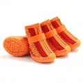 Sada 4 ks prodyšných psích bot – odolné a neklouzavé, velikost 2.8x3.5cm (červená, oranžová)