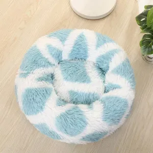 Dlouhosrstý Kulatý Pelíšek pro Zvířata, 60cm (Modrý)