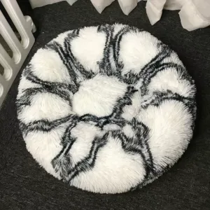 Kulatý pelíšek pro psy a kočky z dlouhé chlupaté tkaniny, 60cm (tmavě šedý)