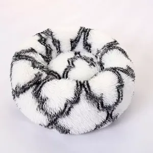 Kulatý pelíšek pro psy a kočky z dlouhé chlupaté tkaniny, 60cm (tmavě šedý)