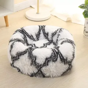 Kulatý pelíšek pro psy a kočky z dlouhé chlupaté tkaniny, 60cm (tmavě šedý)