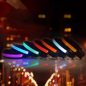 Obojek pro střední a velké psy se solárním a USB nabíjením, LED světlo, obvod krku: L, 50-60cm (oranžový)