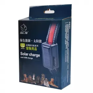 Obojek pro střední a velké psy se solárním a USB nabíjením, LED světlo, obvod krku: L, 50-60cm (oranžový)