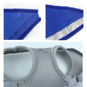 Reflexní postroj a vodítko pro psa - polyester, velikost L (modrý)