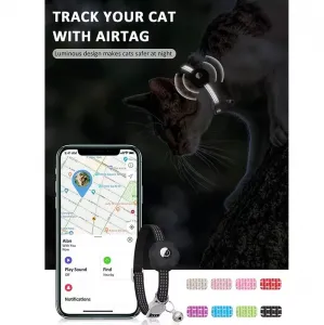 Růžové silikonové pouzdro pro sledování AirTag s reflexním obojkem pro kočku a zvonečkem