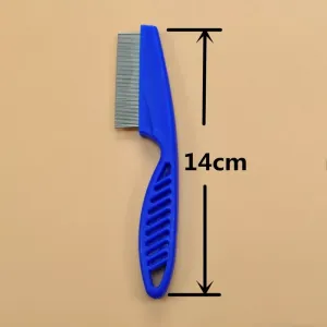 5 PCS Hřeben na blechy pro kočky a psy, nerezová ocel, délka 14cm (modrá)