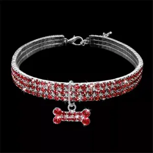 Bling Rhinestone Dog Collar - Krystalový obojek pro psy (M - Růžový)