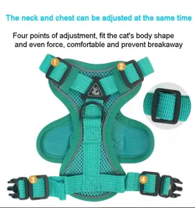 Pet Vest Harness + Traction Rope Set: Reflexní a prodyšný postroj pro psy a kočky, Velikost: S (Růžový)