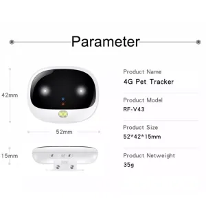 RF-V43 A Style IP67 Voděodolný GPS + LBS + WiFi Sledovací Nástroj pro Domácí Mazlíčky (Černý)