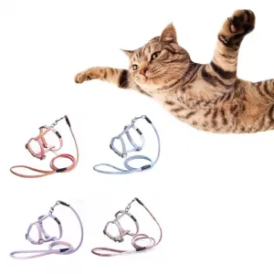 KAFULI Pet Adjustable I-Shape Hrudní Popruh a Vodítko - Velikost M (Gradientová Fialová)