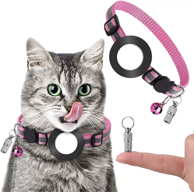 Anti ztrátový adresní přívěsek na obojek pro pet s zvonkem pro Airtag (Růžový)