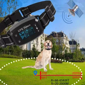 Inteligentní elektrický obojek pro psy s GPS a OLED displejem (černý)