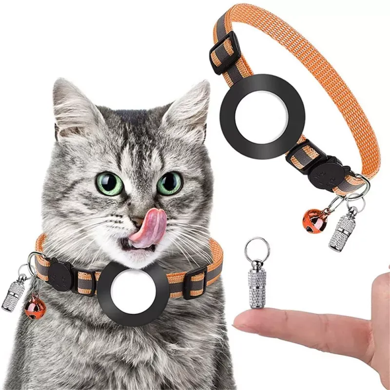 Ochranný obojek proti ztrátě pro domácí mazlíčky s zvonkem pro Airtag (oranžový)