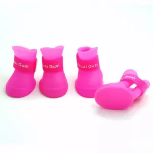 Stylové psí boty Lovely Pet pro štěňata, voděodolné gumové boty - Růžové, S (4.3 x 3.3 cm)