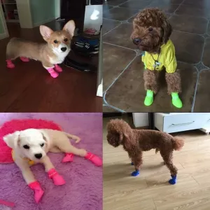 Stylové psí boty Lovely Pet pro štěňata, voděodolné gumové boty - Růžové, S (4.3 x 3.3 cm)