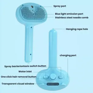 Antibakteriální masážní hřeben Pet Blue Light (Růžový) – Péče o zvířata