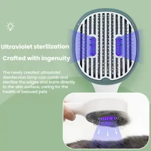 Hřeben na odstranění chlupů pro domácí zvířata s UV sterilizací (tmavě zelený)